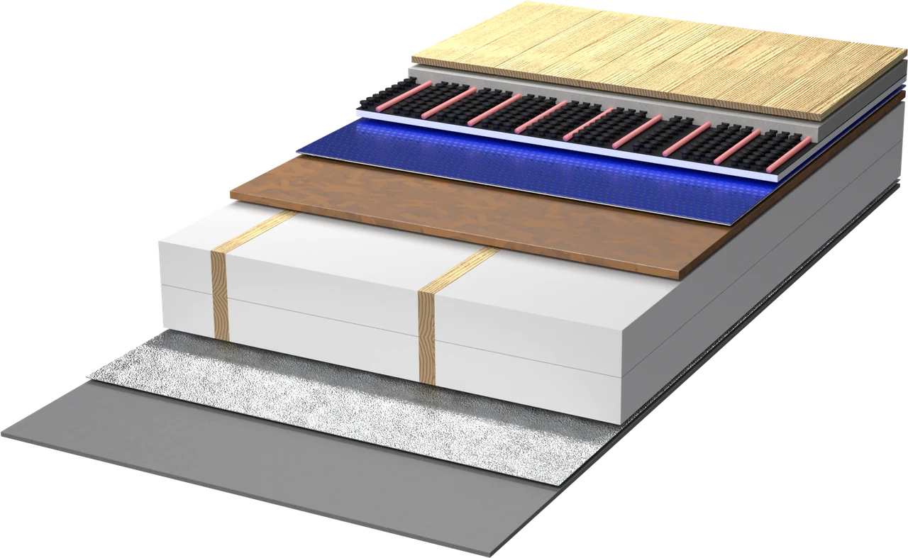 Rendering of the application: Insulating the floor over a crawl space